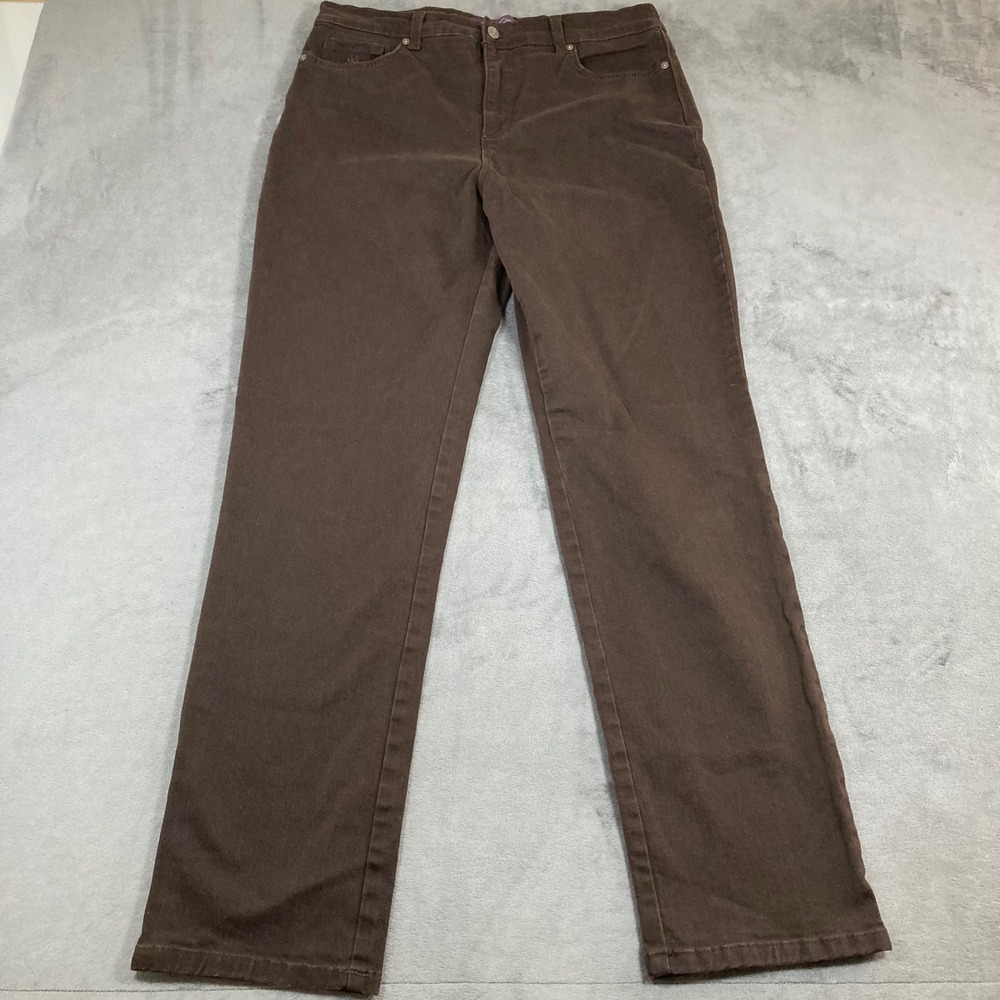 Gloria Vanderbilt Amanda High Rise Tapered Jeans Brown Size 12 Stretch Denim